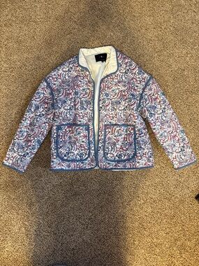 7 For All Mankind Quilted Floral Jacket - Blue & Pink